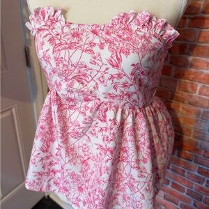 SHEIN Pink Floral Ruffle Tunic